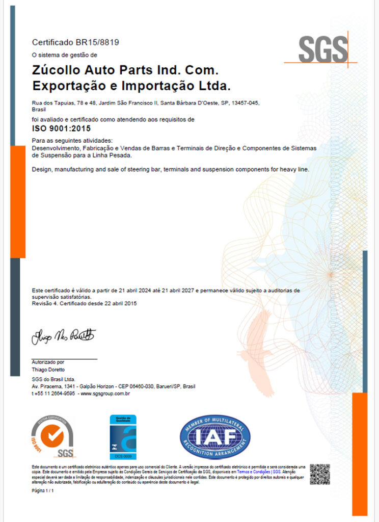 Certificado SGS BR15/8819